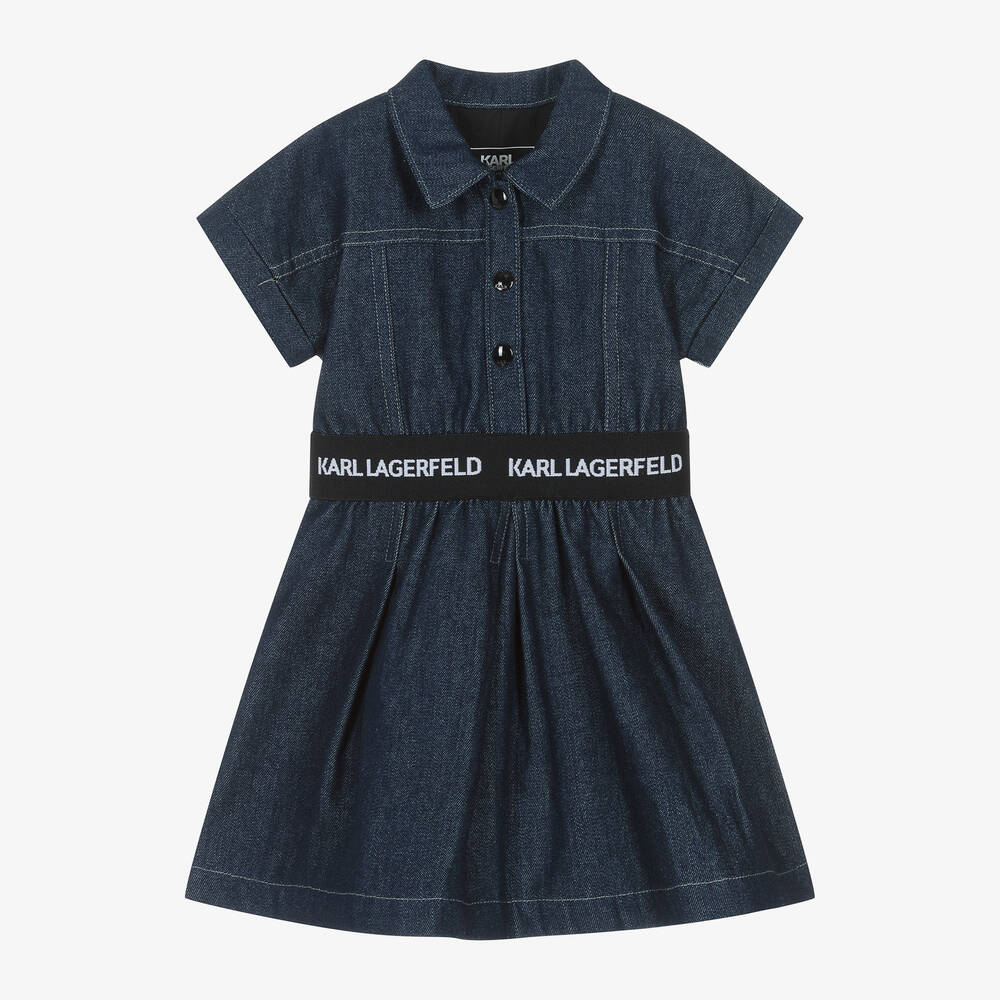 KARL LAGERFELD KIDS - Girls Dark Blue Denim Dress | Childrensalon
