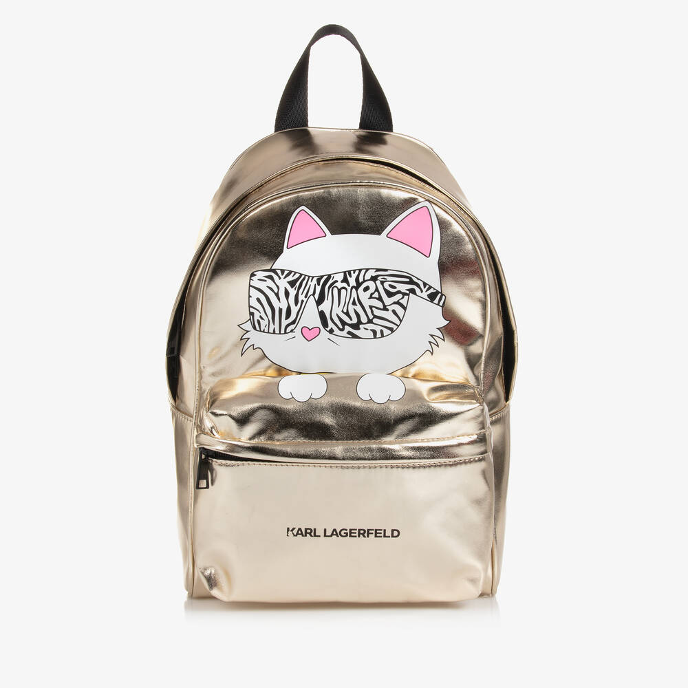 KARL LAGERFELD KIDS - Girls Gold Choupette Backpack (32cm) | Childrensalon
