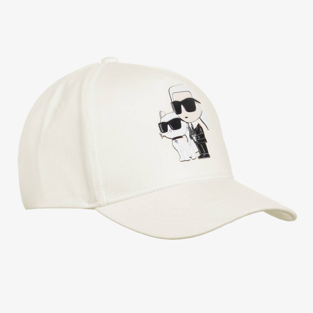 Karl Lagerfeld Kids Ikonik Karl cotton baseball cap - White