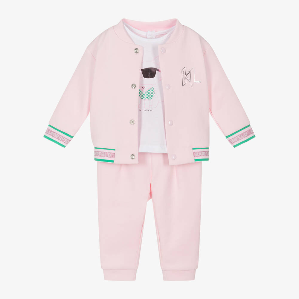KARL LAGERFELD KIDS - Girls Pink Jersey Trouser Set | Childrensalon