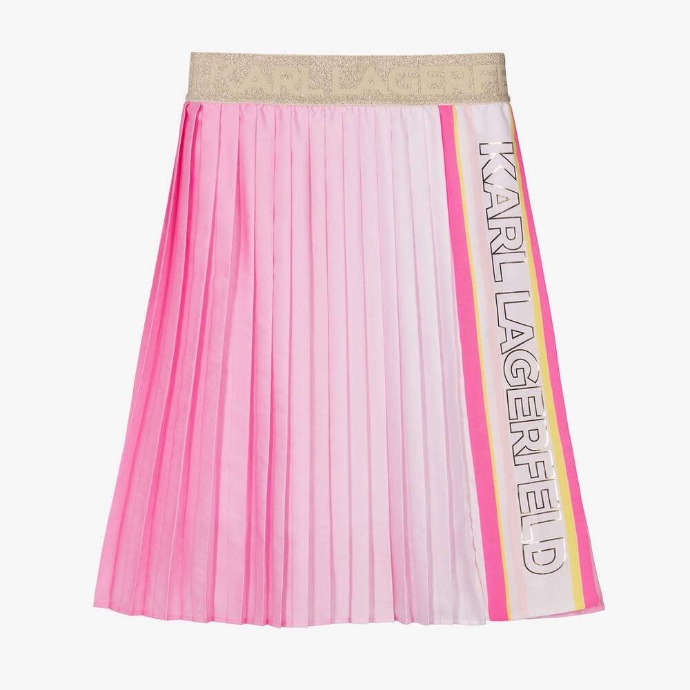 Shop Karl Lagerfeld Kids Girls Pink Pleated Skirt
