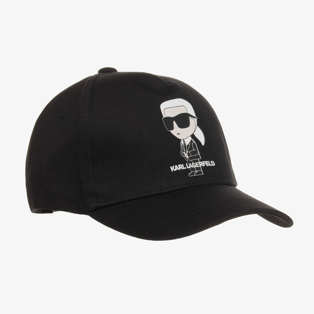 Karl Lagerfeld Kids' K/ikonik Baseball Cap In Black