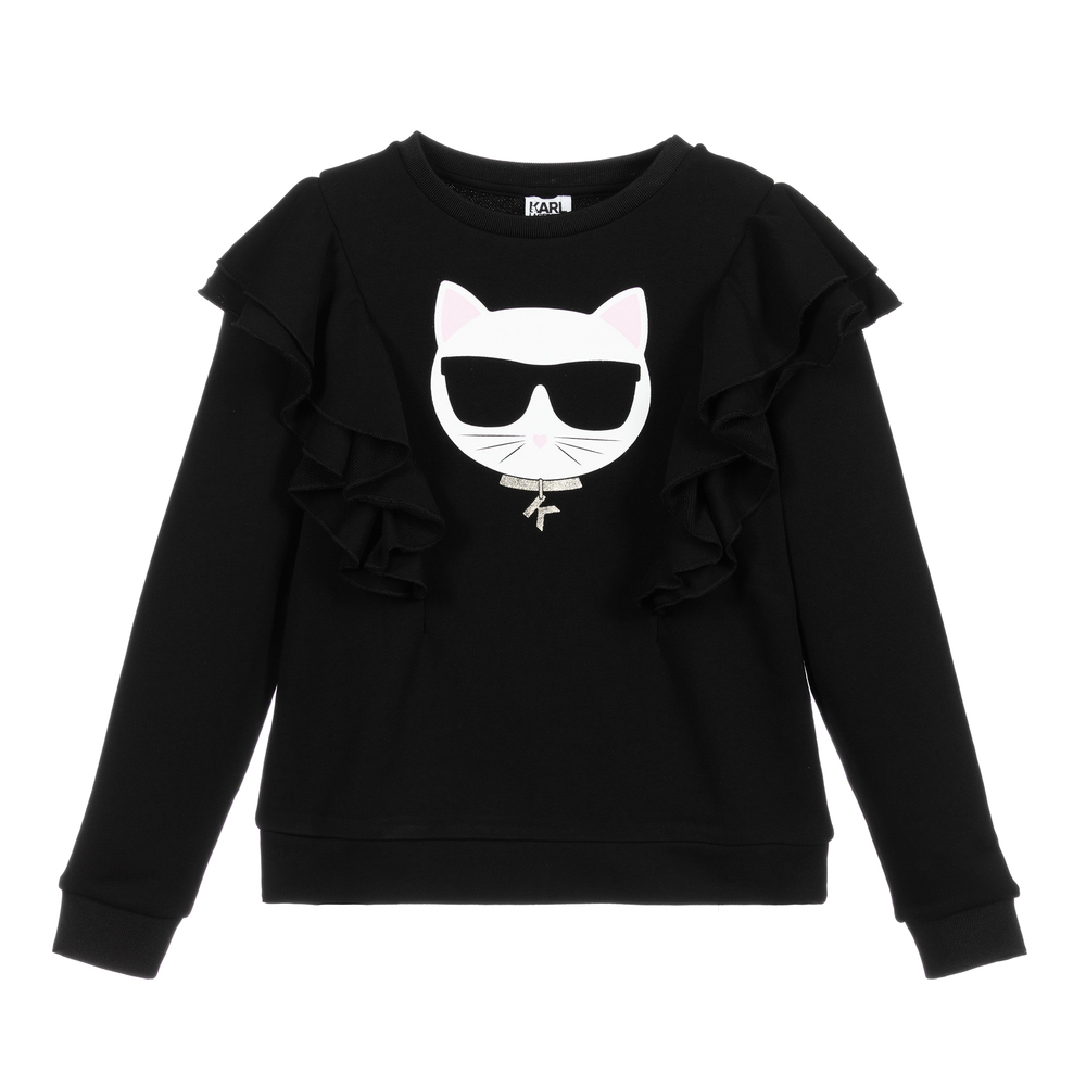 KARL LAGERFELD KIDS - Teen Black Logo Sweatshirt | Childrensalon