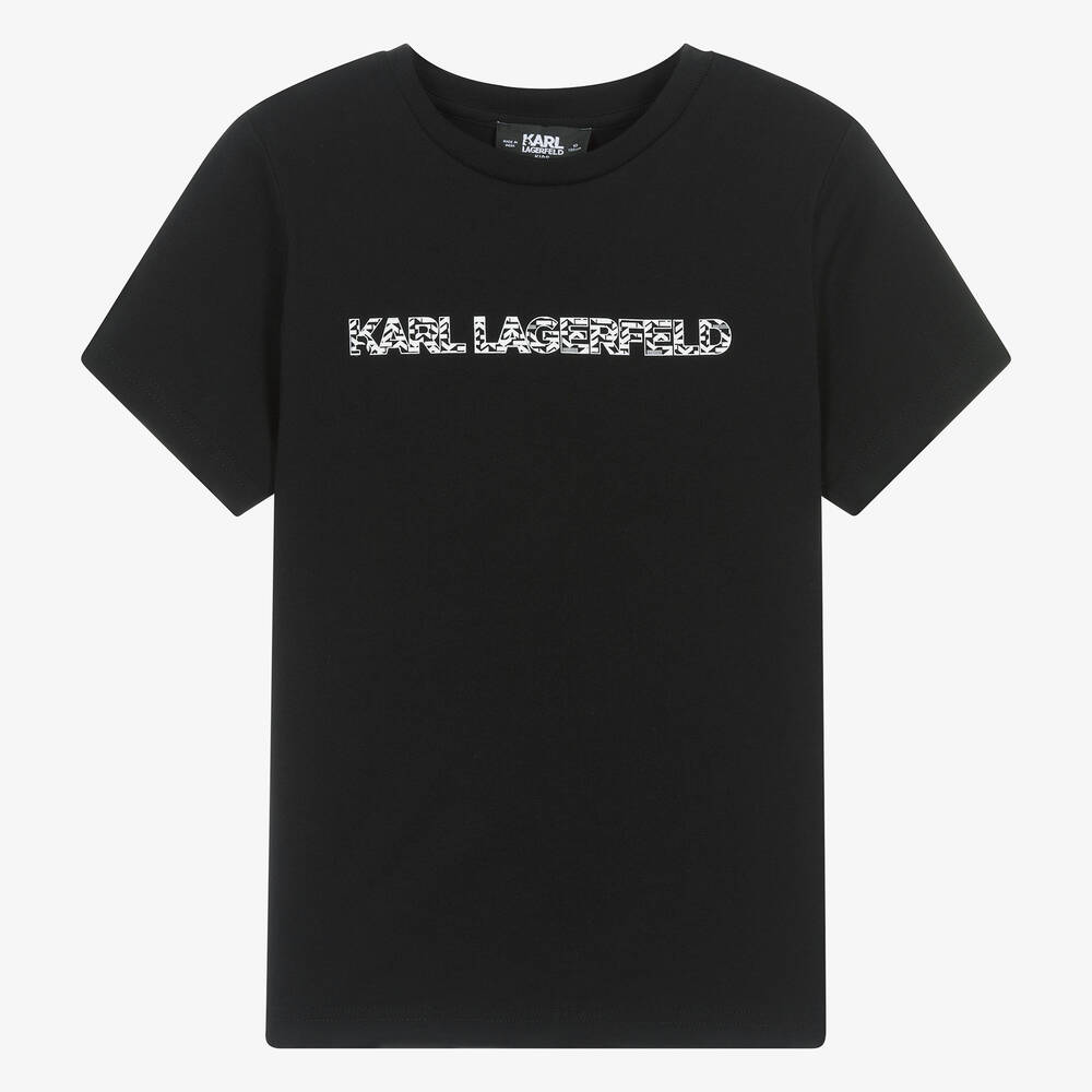 KARL LAGERFELD KIDS - Teen Black Organic Cotton T-Shirt | Childrensalon