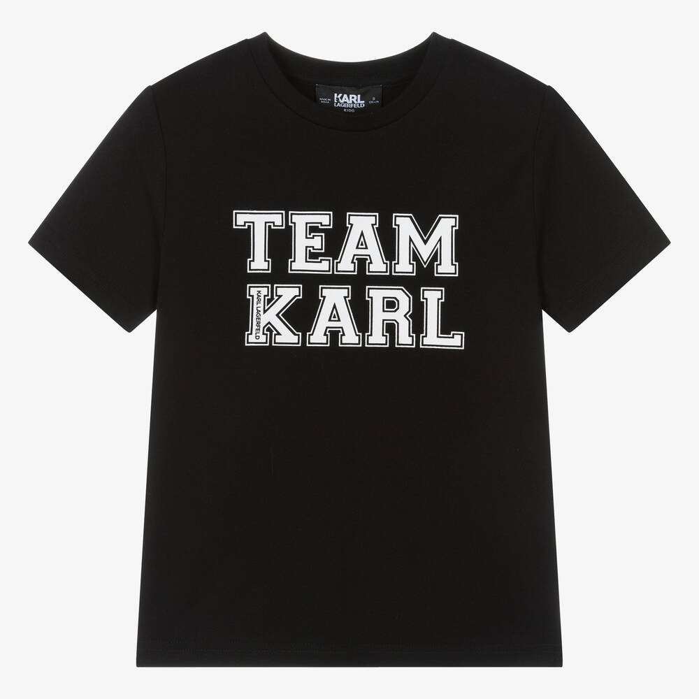 KARL LAGERFELD KIDS - Teen Boys Black Cotton Team Karl T-Shirt | Childrensalon