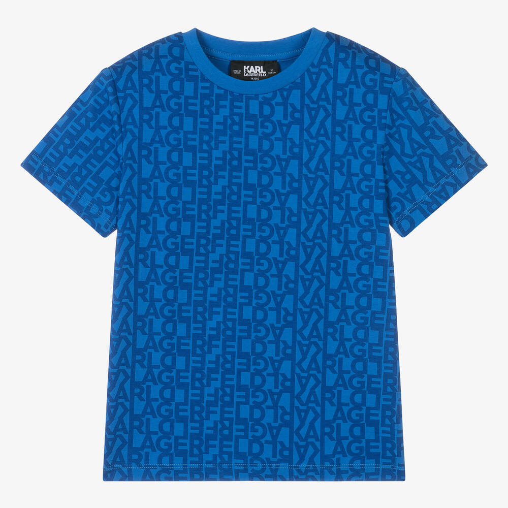 KARL LAGERFELD KIDS - Teen Boys Blue Cotton T-Shirt | Childrensalon