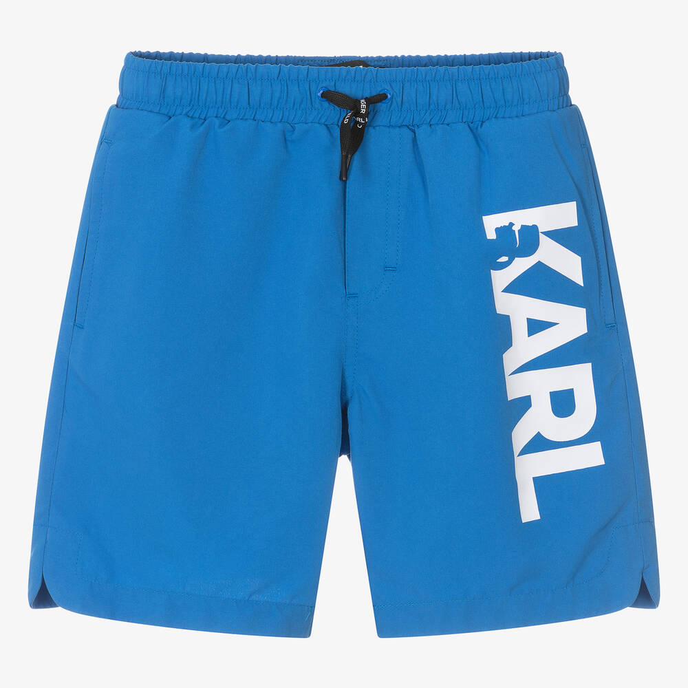 Karl Lagerfeld Kids Teen Boys Blue Karl Logo Swim Shorts