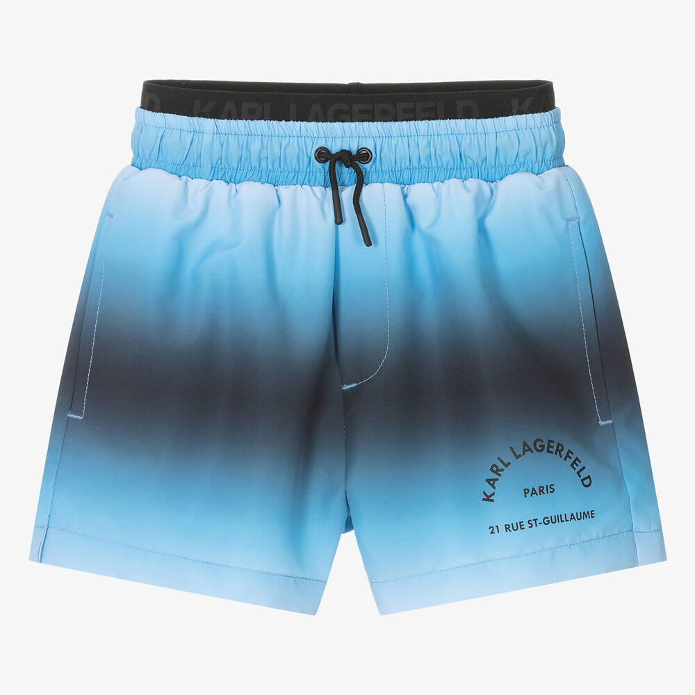KARL LAGERFELD KIDS - Teen Boys Blue Ombré Swim Shorts | Childrensalon