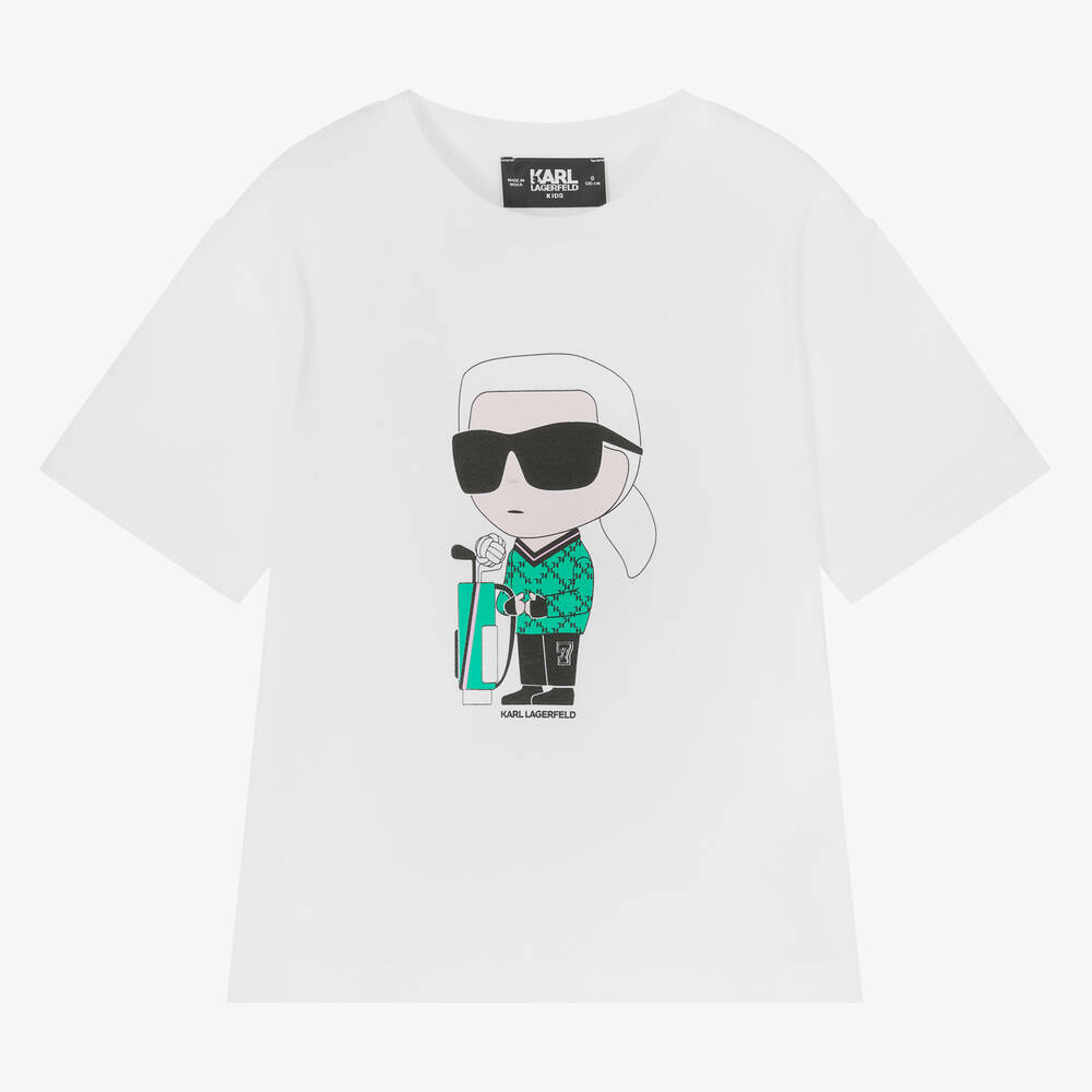 KARL LAGERFELD KIDS - Teen Boys White Karl Ikonik Cotton T-Shirt | Childrensalon