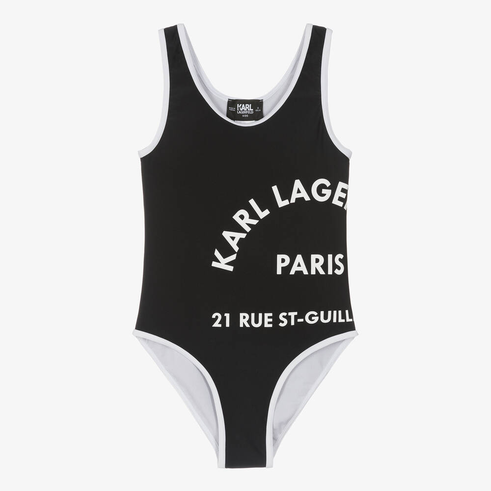 Karl Lagerfeld Kids Teen Girls Black Monochrome Swimsuit