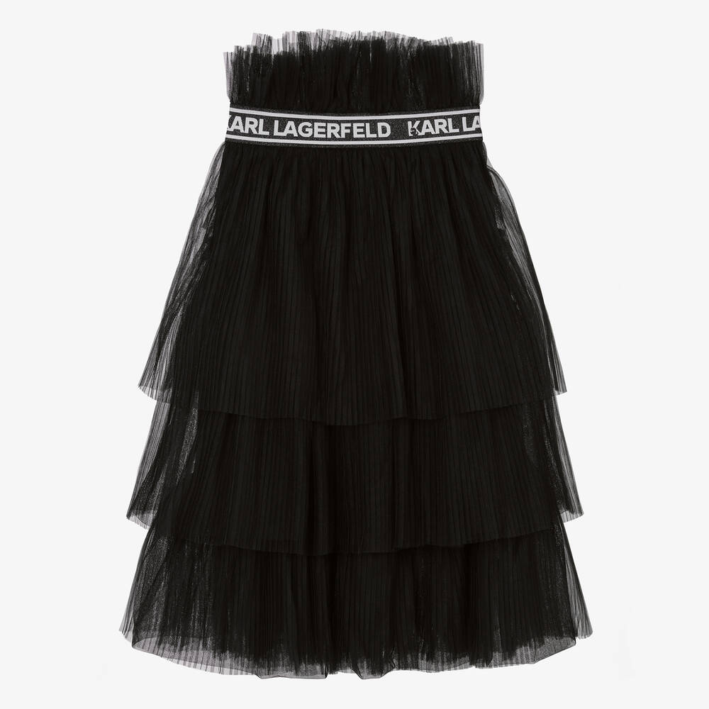 KARL LAGERFELD KIDS - Teen Girls Black Pleated Midi Skirt | Childrensalon
