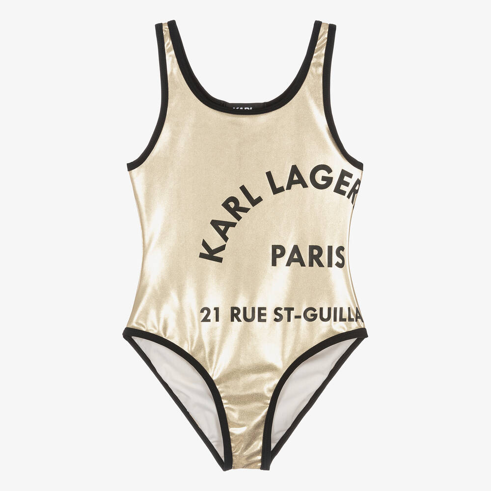 KARL LAGERFELD KIDS - Teen Girls Metallic Gold Swimsuit | Childrensalon
