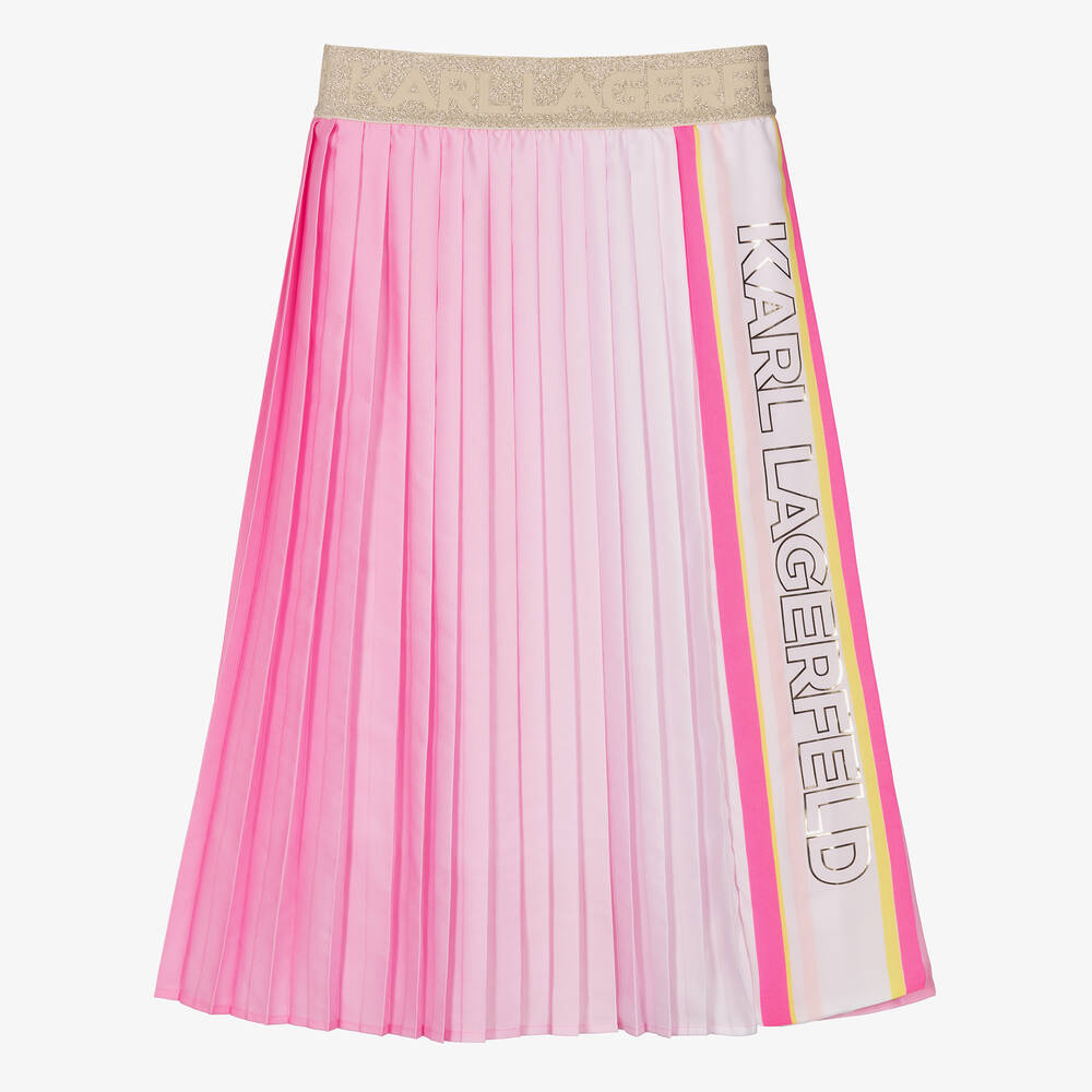 KARL LAGERFELD KIDS - Teen Girls Pink Pleated Midi Skirt | Childrensalon