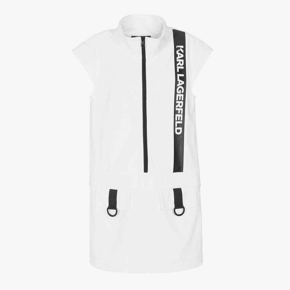 Karl Lagerfeld Kids' Logo-tape Tennis Dress In White