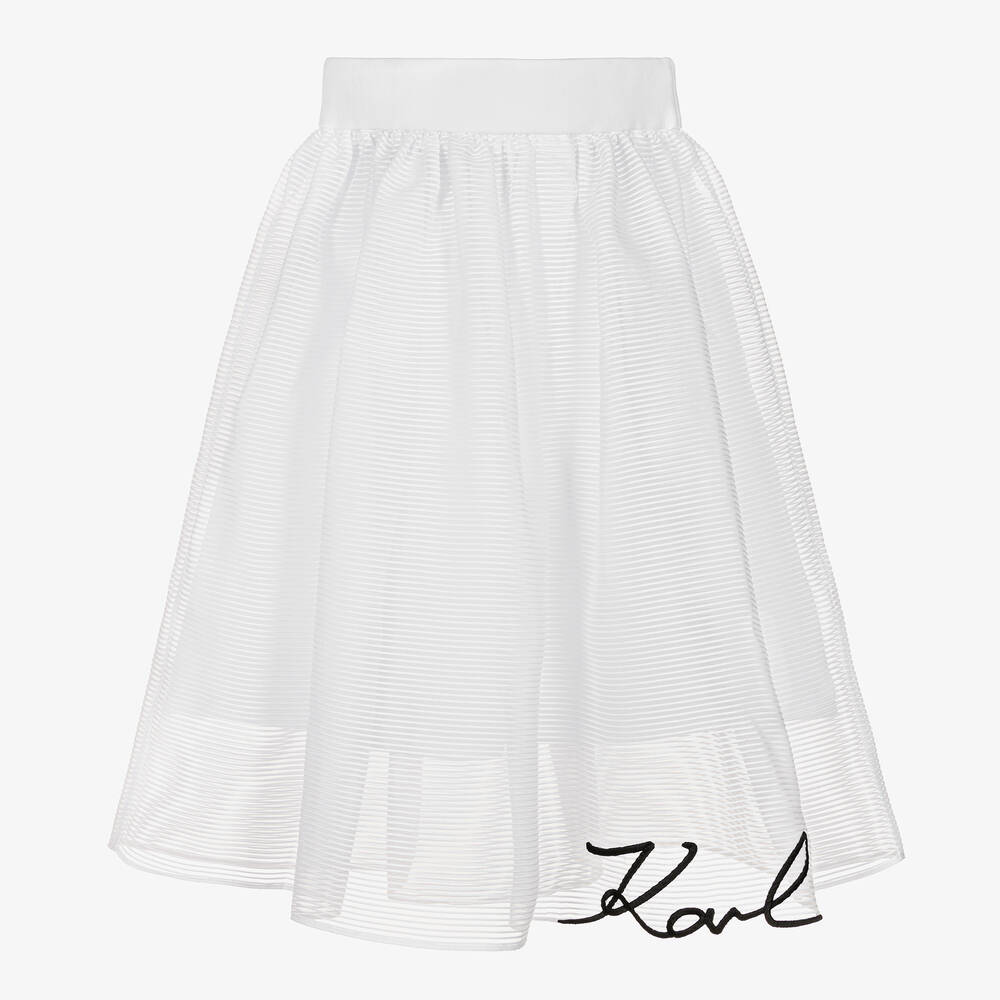 KARL LAGERFELD KIDS - Teen Girls White Organza Skirt | Childrensalon