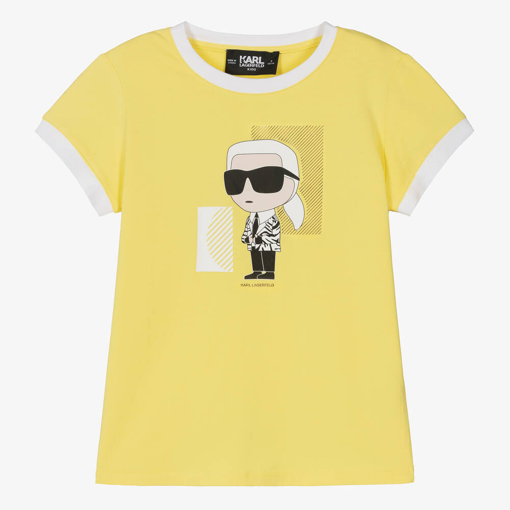 KARL LAGERFELD KIDS - Teen Girls Yellow Karl Ikonik Cotton T-Shirt | Childrensalon