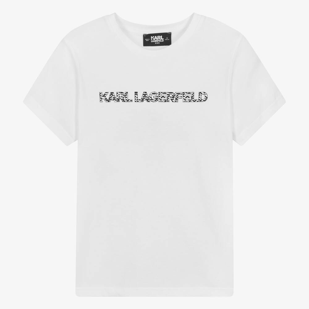KARL LAGERFELD KIDS - Teen White Organic Cotton T-Shirt | Childrensalon