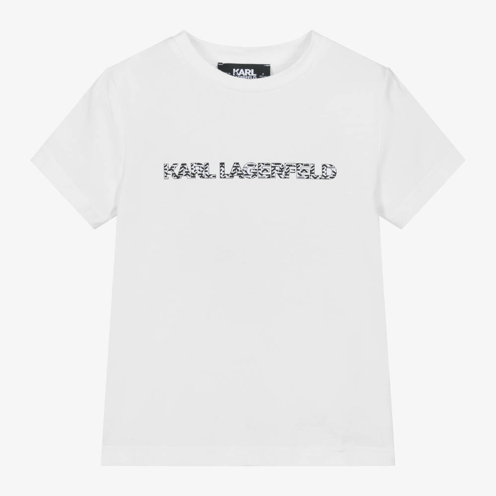 KARL LAGERFELD KIDS - White Organic Cotton T-Shirt | Childrensalon