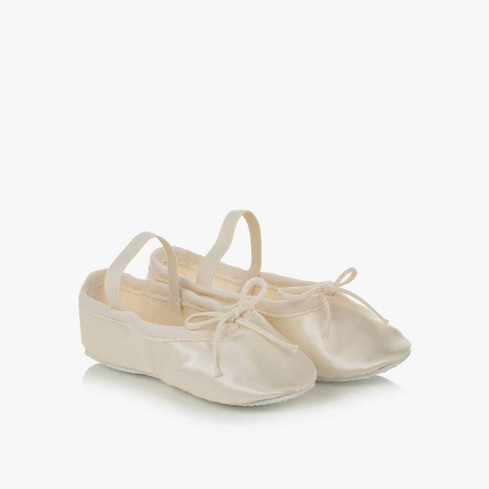 Katz - Girls Ivory Satin Ballet Shoes | Childrensalon