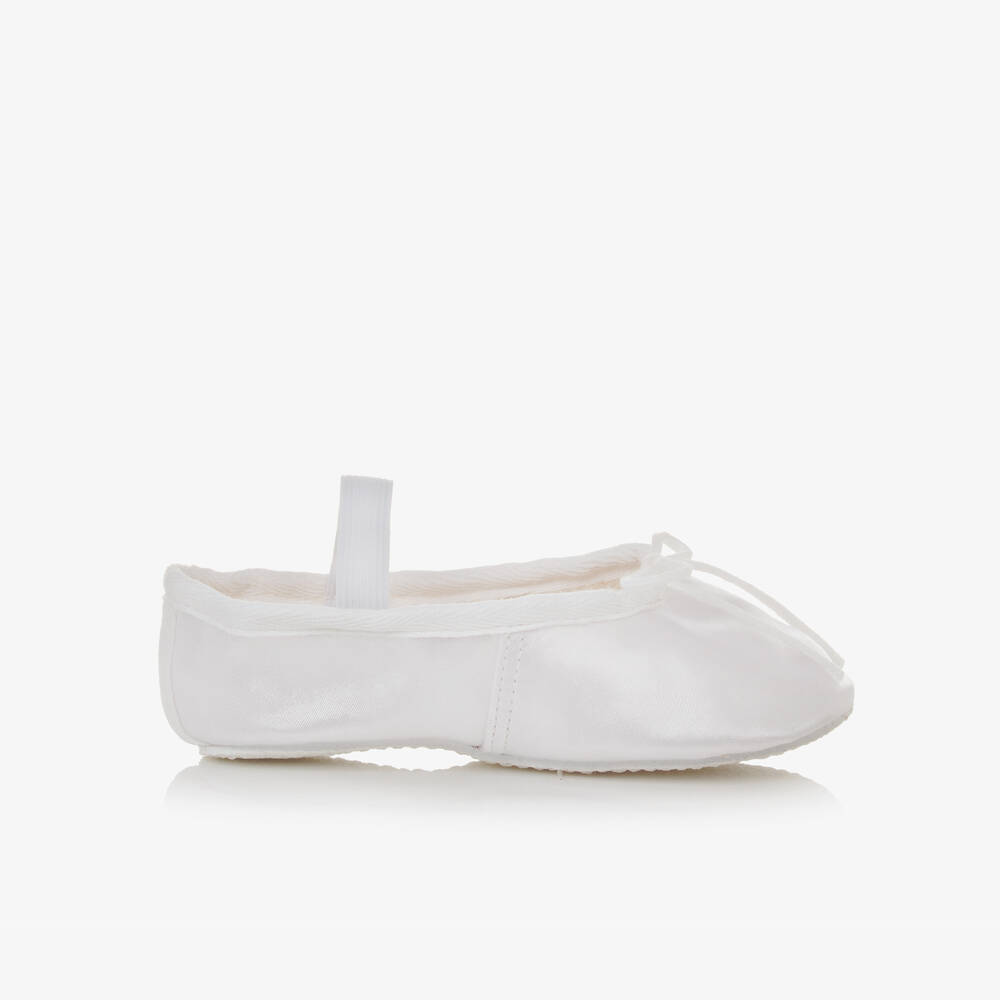 Katz - حذاء باليه ساتان لون أبيض للبنات | Childrensalon