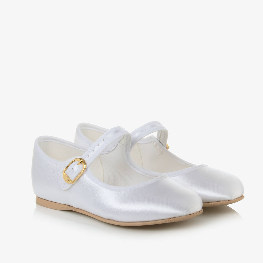 Katz - Girls White Satin Bar Shoes | Childrensalon