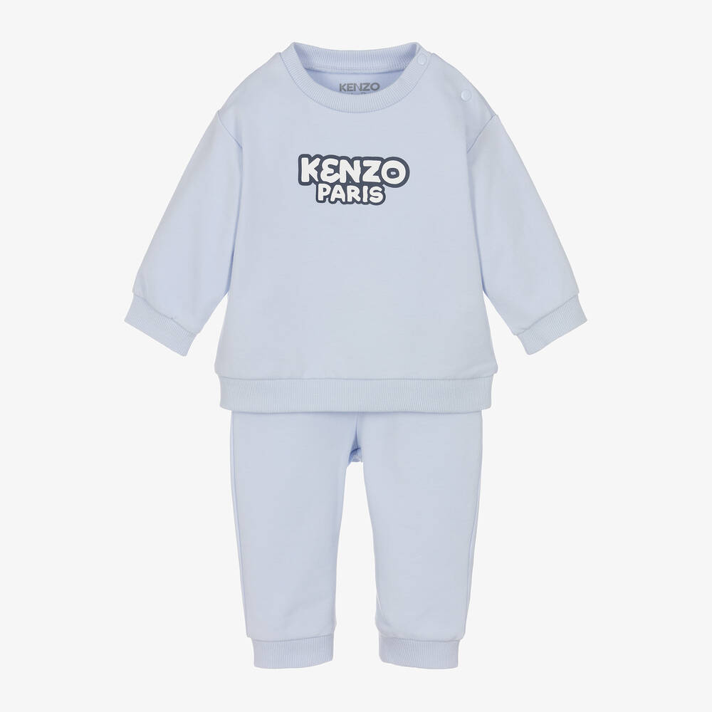KENZO KIDS - طقم بنطلون قطن عضوي لون أزرق فاتح للمواليد | Childrensalon