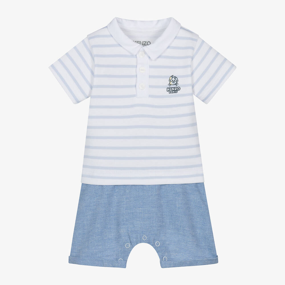 KENZO KIDS - Baby Boys Blue Striped Cotton Shortie | Childrensalon