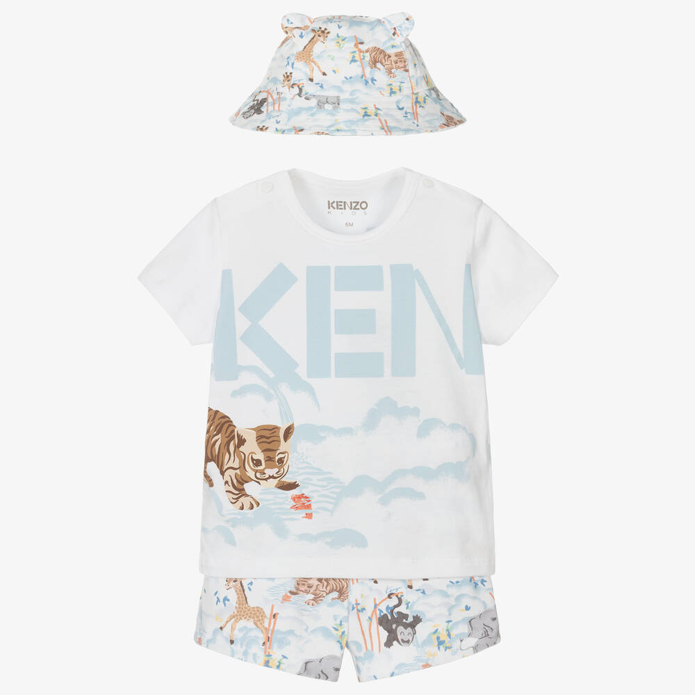 KENZO KIDS - Ensemble short coton bleu et blanc  | Childrensalon