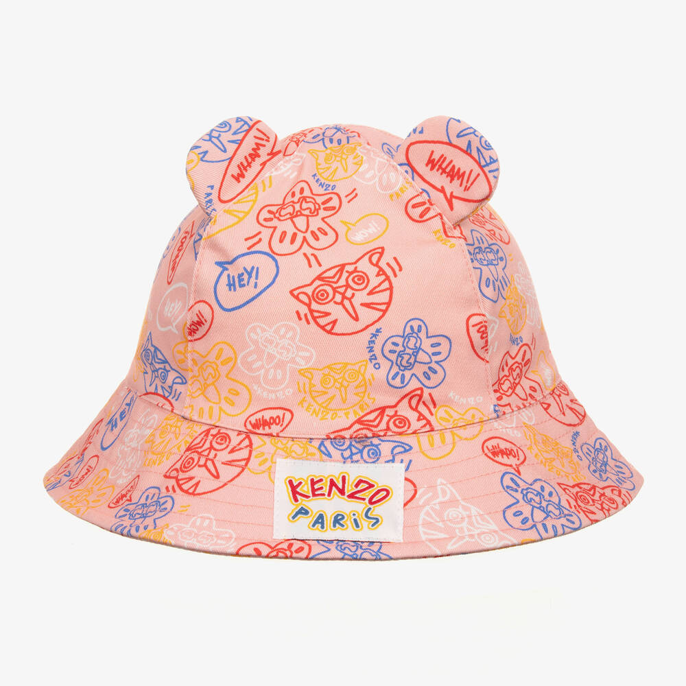 Shop Kenzo Kids Baby Girls Pink Cotton Twill Hat