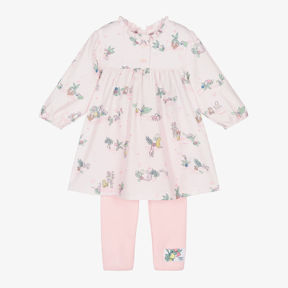 KENZO KIDS - Baby Girls Pink Jungle Cotton Leggings Set | Childrensalon