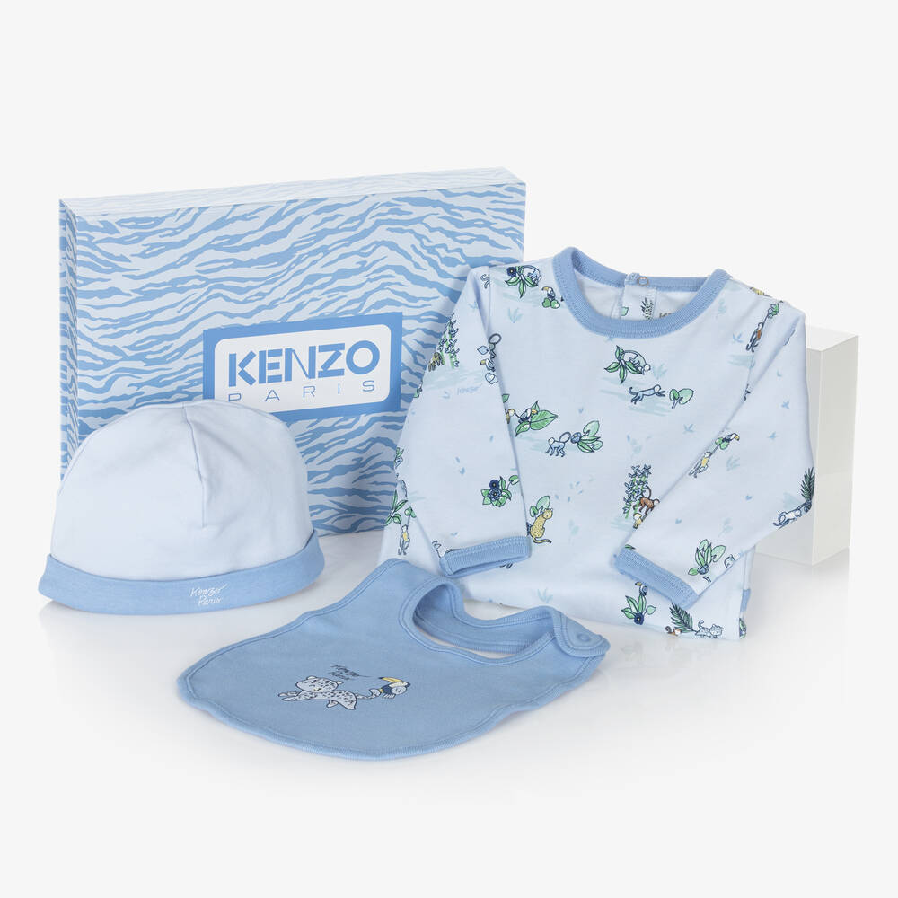 KENZO KIDS - Blue Cotton Jungle Babysuit Set | Childrensalon