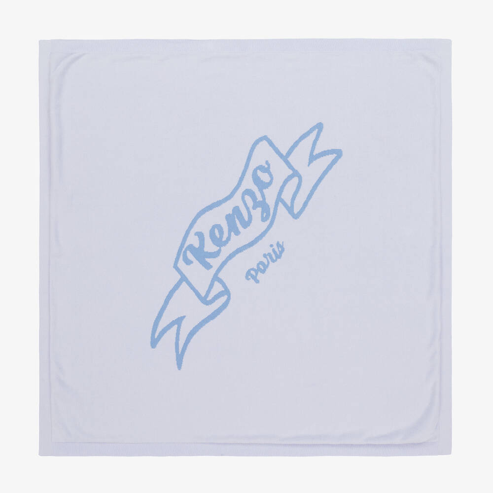 KENZO KIDS - Blue Cotton Knit Blanket (80cm) | Childrensalon