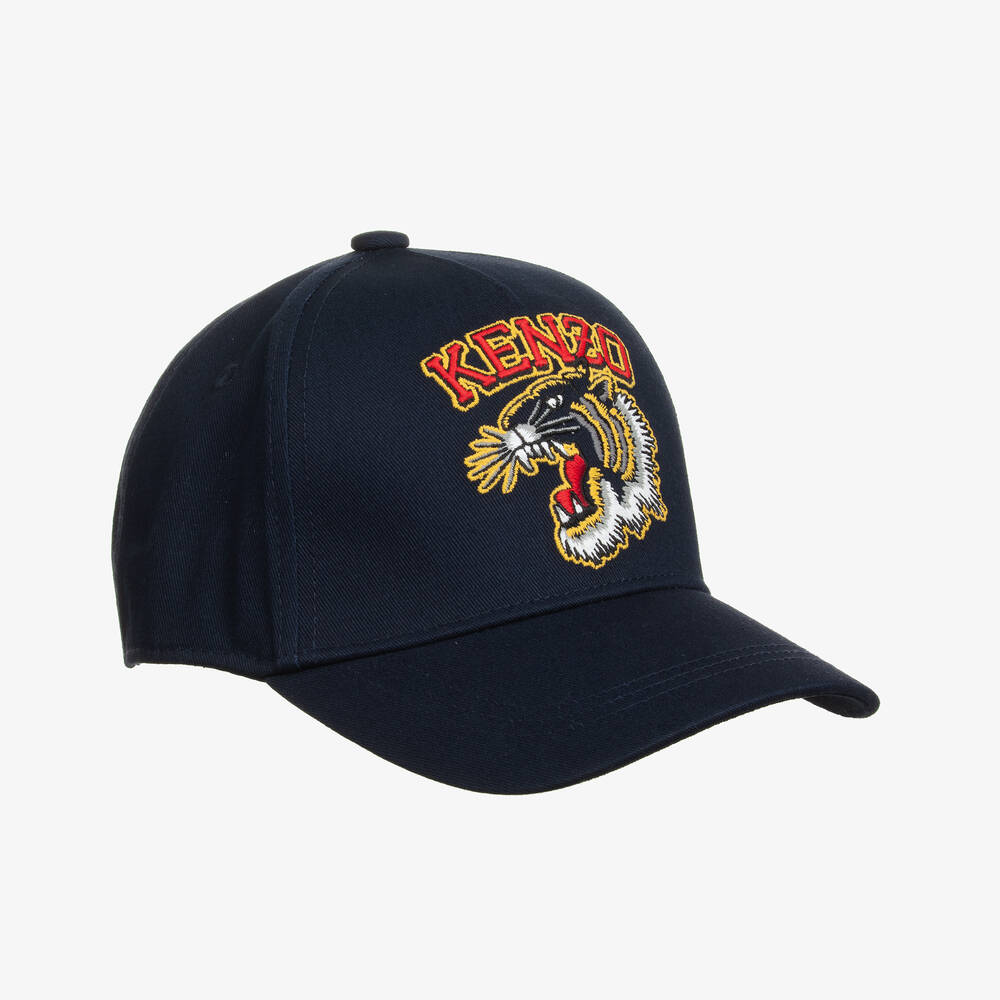 KENZO KIDS - Blue Cotton Varsity Tiger Cap | Childrensalon