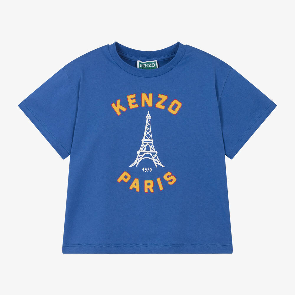 Kenzo Babies'  Kids Blue Organic Cotton Eiffel Tower T-shirt