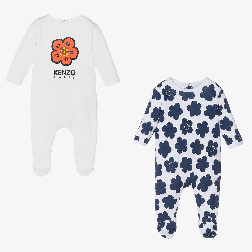 KENZO KIDS - Boke Flower Cotton Babysuit (2 Pack) | Childrensalon