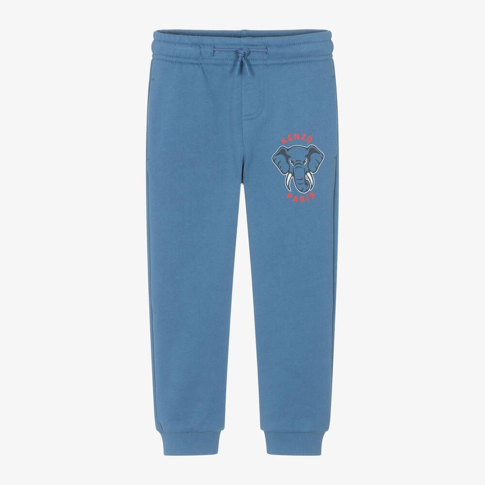 KENZO KIDS - Boys Blue Cotton Elephant Joggers | Childrensalon