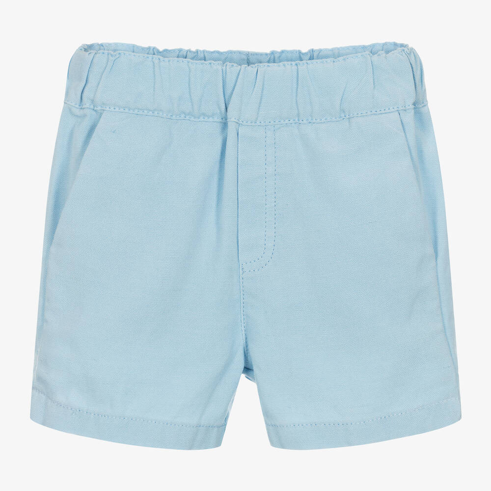 Shop Kenzo Kids Boys Blue Cotton & Linen Shorts