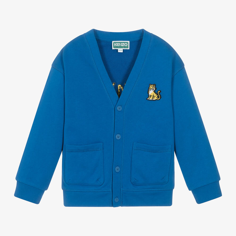 KENZO KIDS - Cardigan bleu en coton tigre garçon | Childrensalon