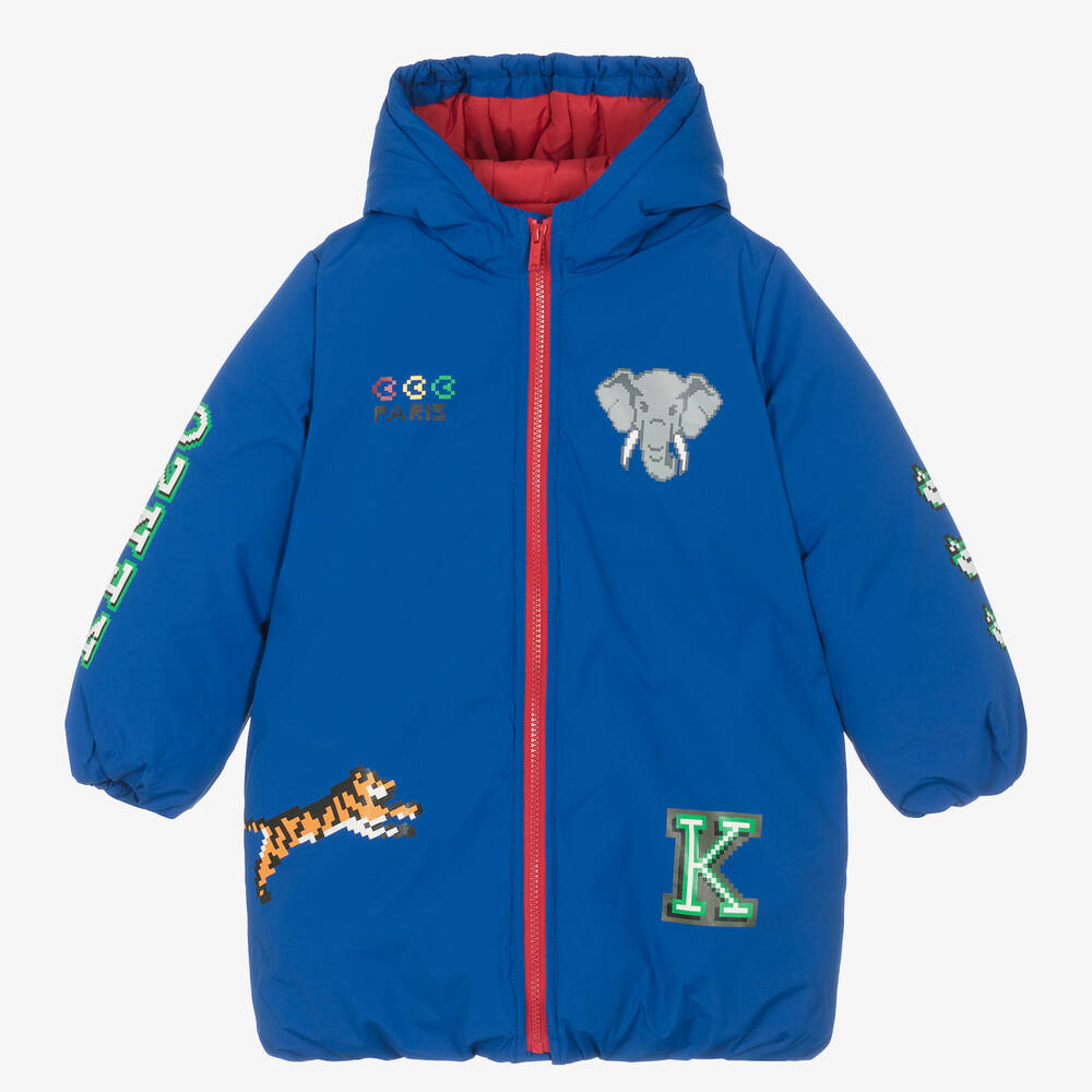 Kenzo Kids Boys Blue Elephant Puffer Coat