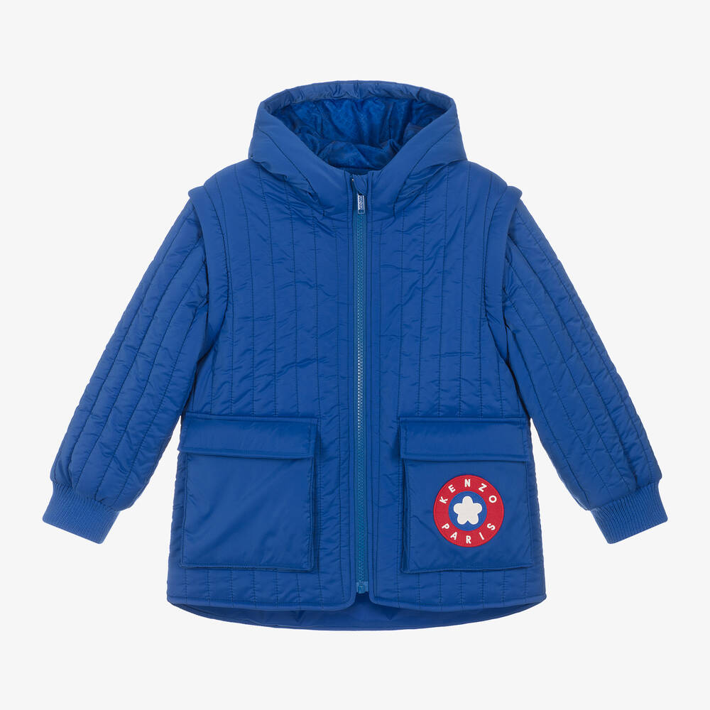 KENZO KIDS - Boys Blue Hooded Jacket | Childrensalon