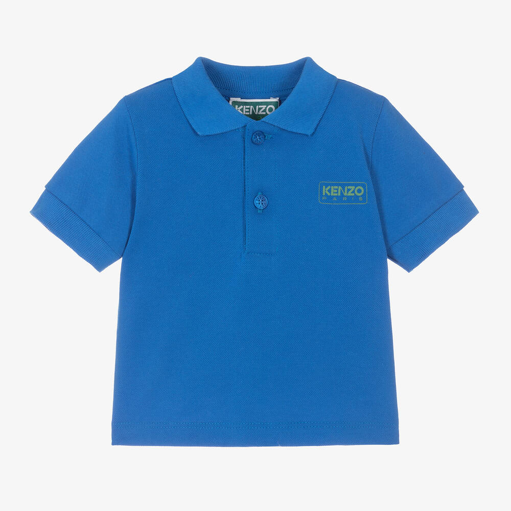 KENZO KIDS - Boys Blue Organic Cotton Polo Shirt | Childrensalon