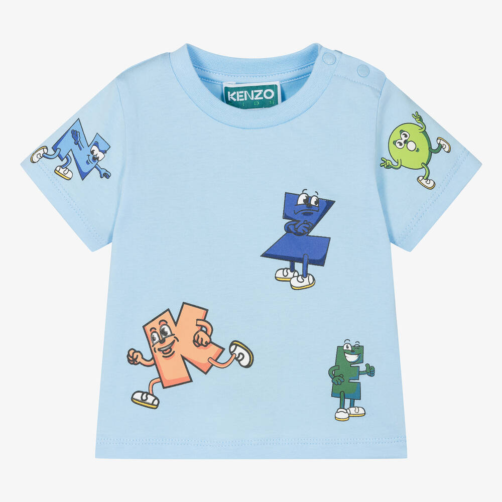 KENZO KIDS - Boys Blue Organic Cotton T-Shirt | Childrensalon