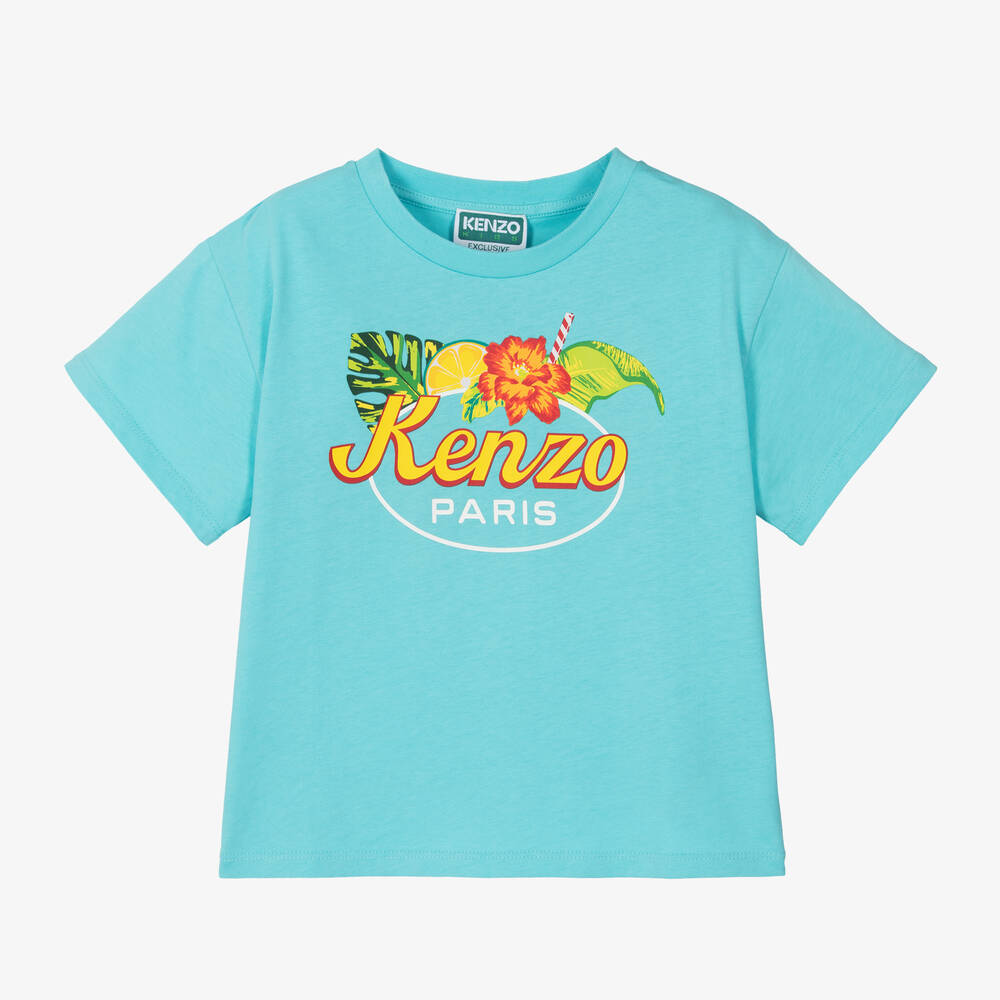 Kenzo Kids Boys Blue Organic Cotton T-shirt