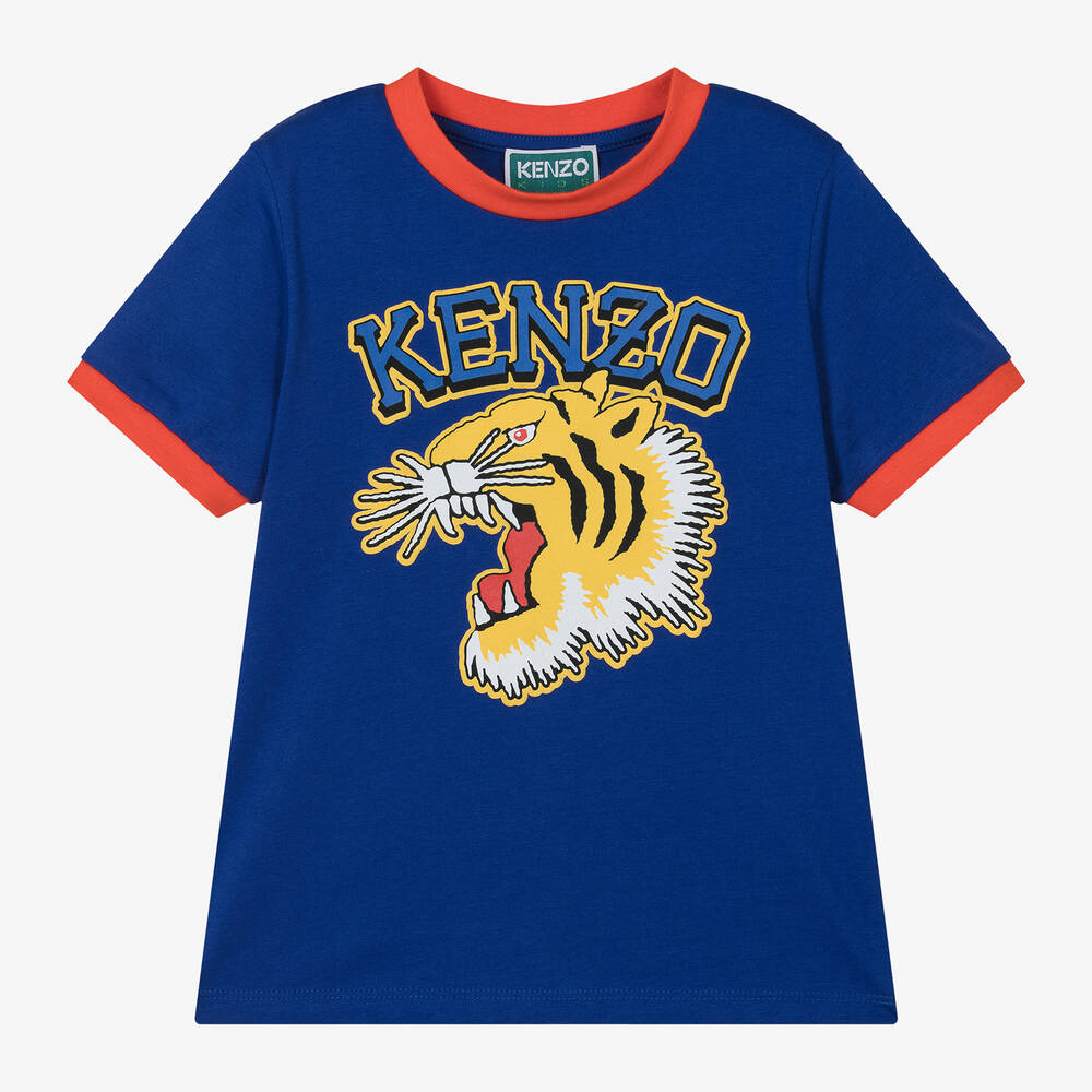 KENZO KIDS - تيشيرت قطن عضوي لون أزرق للأولاد | Childrensalon