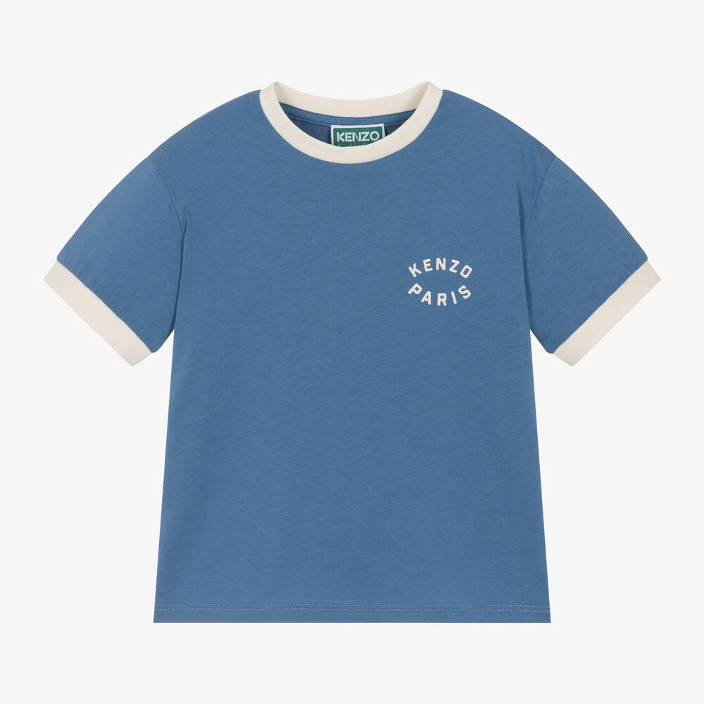 KENZO KIDS - Boys Blue Organic Cotton T-Shirt | Childrensalon