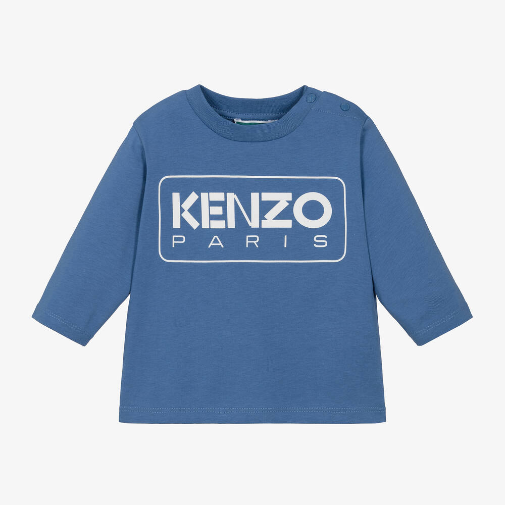 KENZO KIDS - توب أطفال ولادي قطن عضوي لون أزرق | Childrensalon