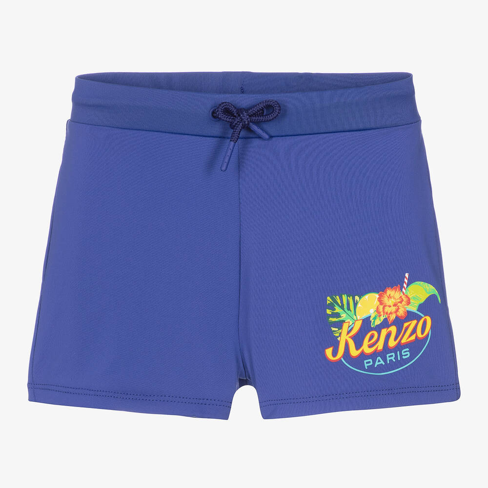 Shop Kenzo Kids Boys Blue Swim Shorts