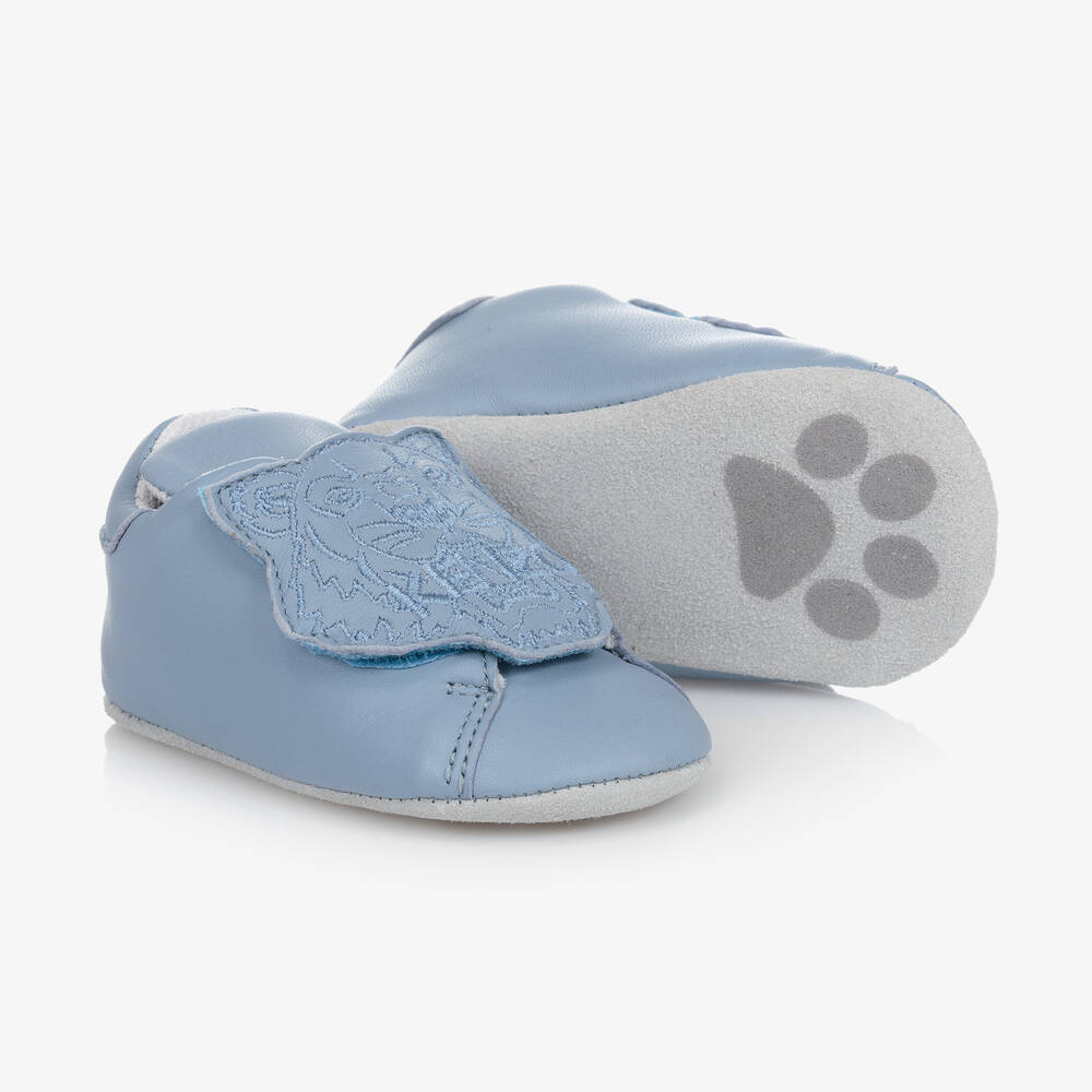 KENZO KIDS - حذاء جلد لون أزرق لمرحلة قبل المشي | Childrensalon