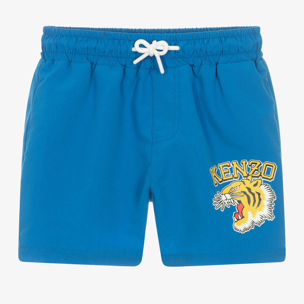 Kenzo Babies'  Kids Boys Blue Varsity Tiger Swim Shorts