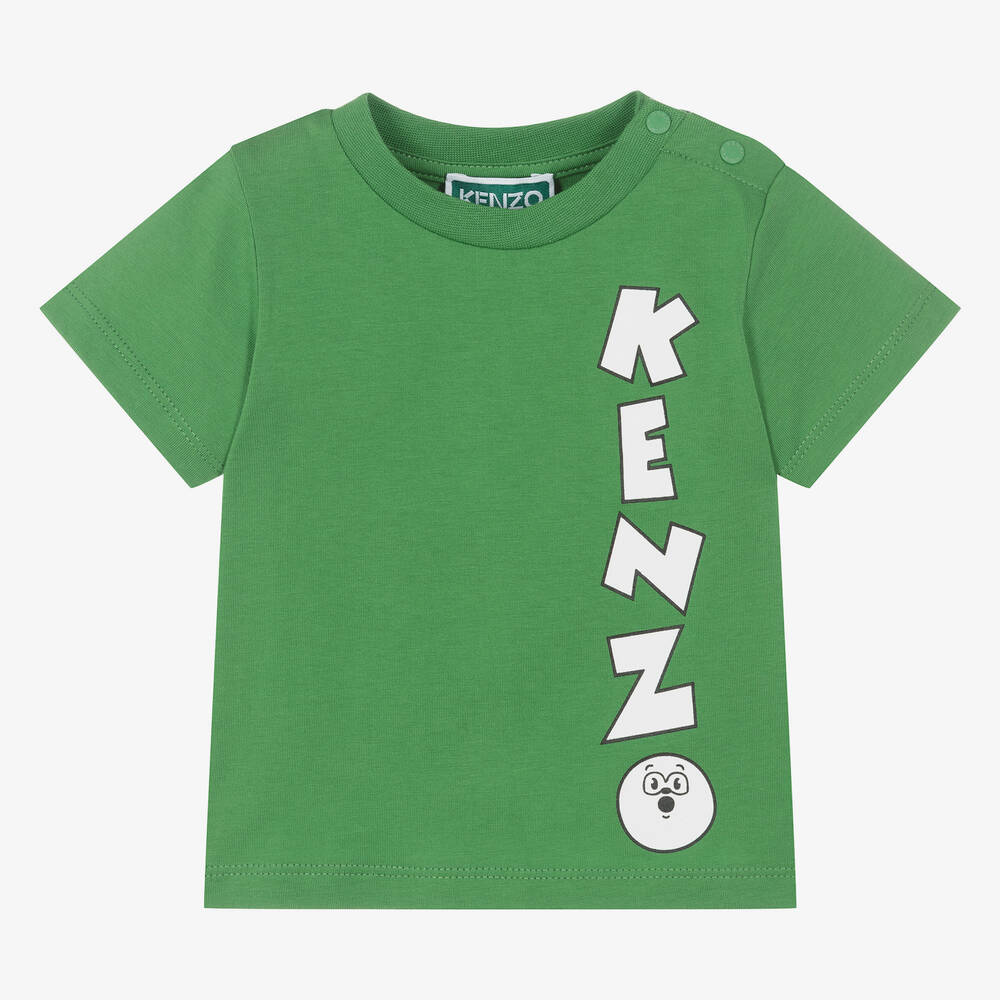 KENZO KIDS - تيشيرت قطن عضوي لون أخضر للأولاد | Childrensalon